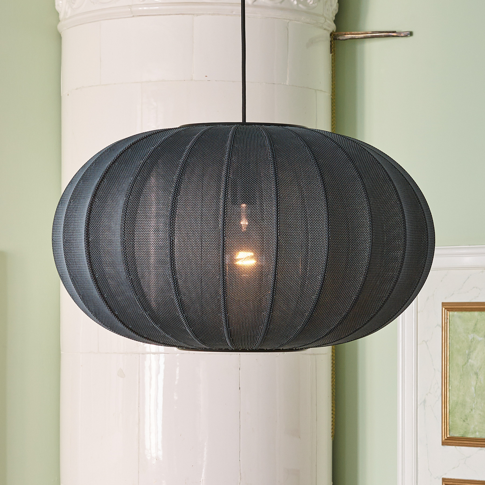 Knit-Wit 57 Ovale hanglamp zwart E27 - Handgemaakt