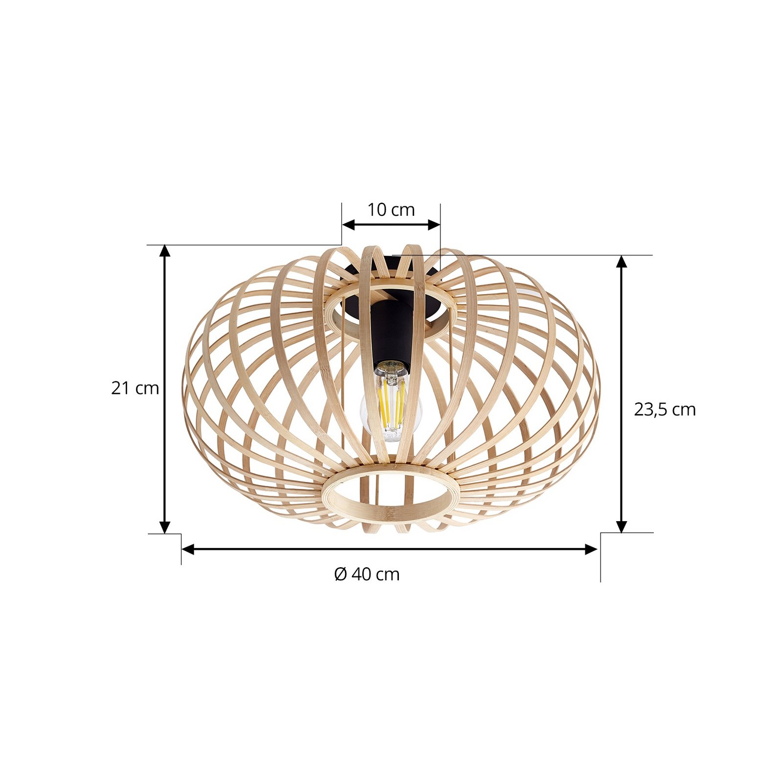 Lielle Loftlampe Ø40 Bambus - Lindby