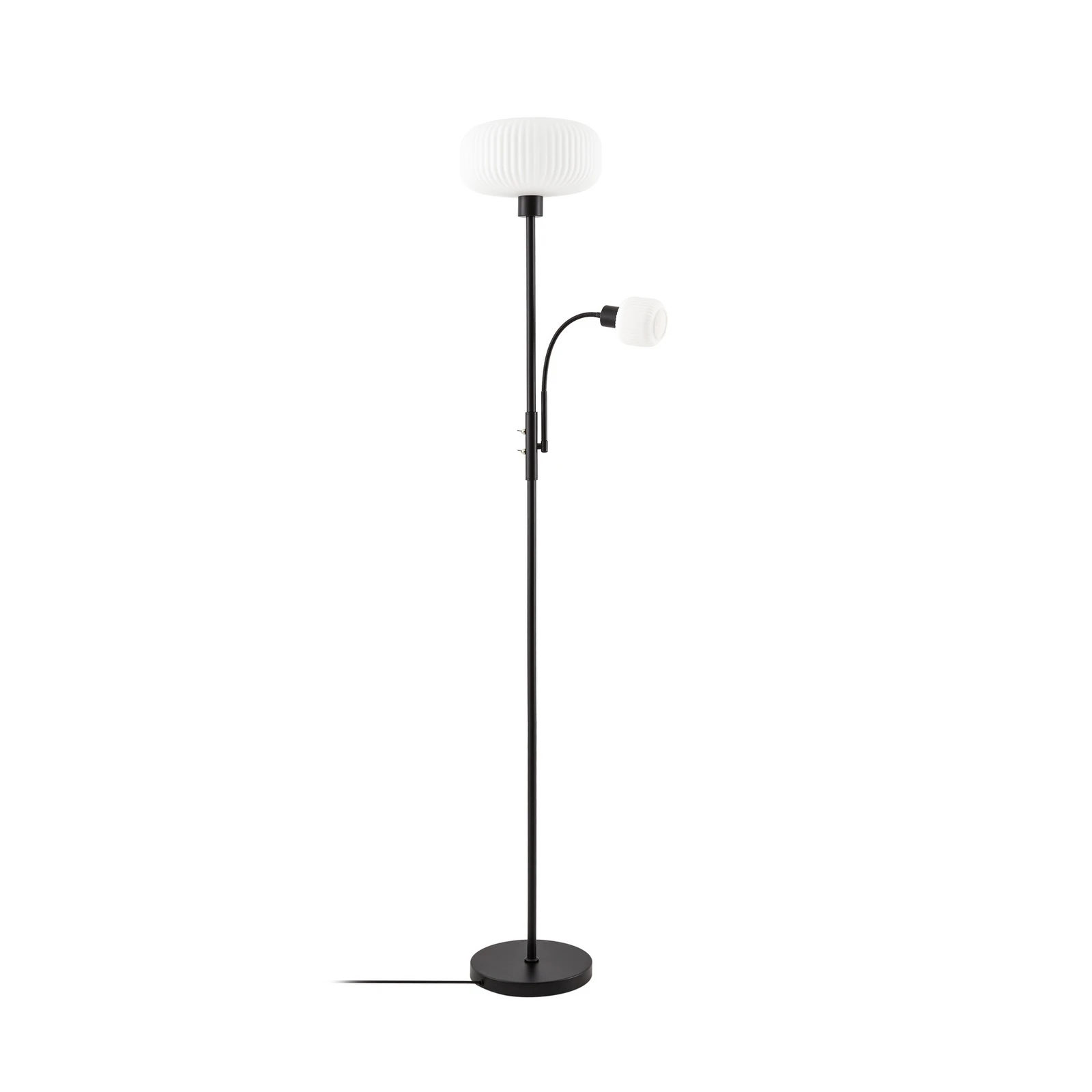 Lindby Ingrid floor lamp, black and white, 175 cm, reading light