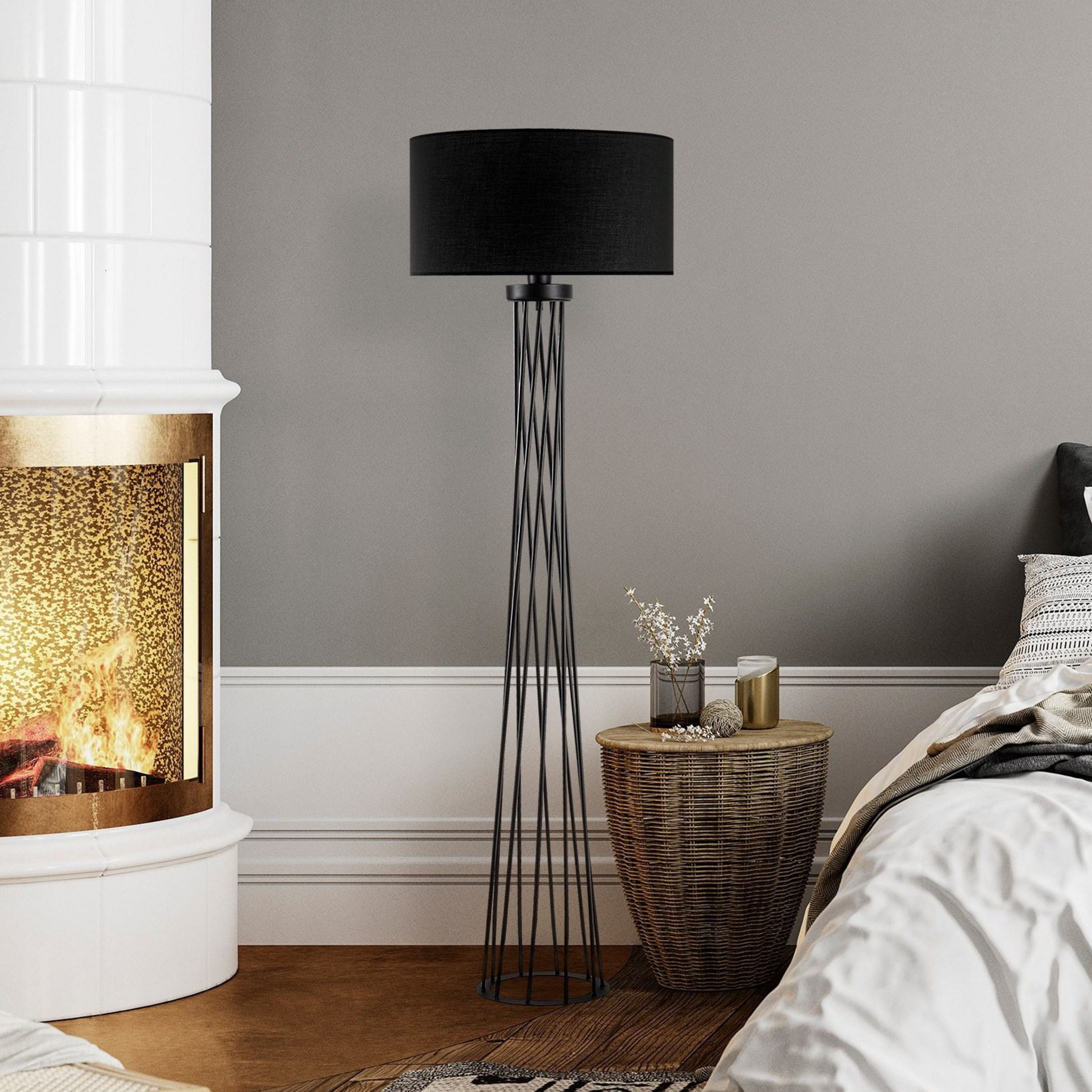 Lampe sur pied Tall 13470, noir, toile, hauteur 175 cm