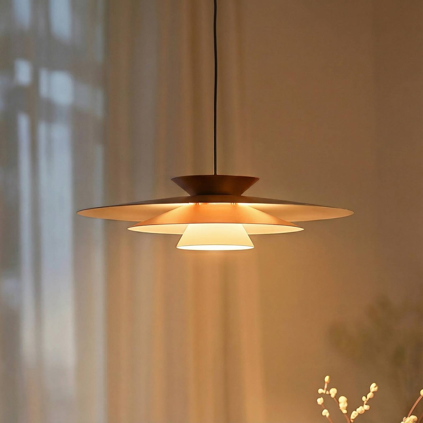 Lucande LED-Pendelleuchte Livie, beige, Aluminium, Ø 50 cm günstig online kaufen
