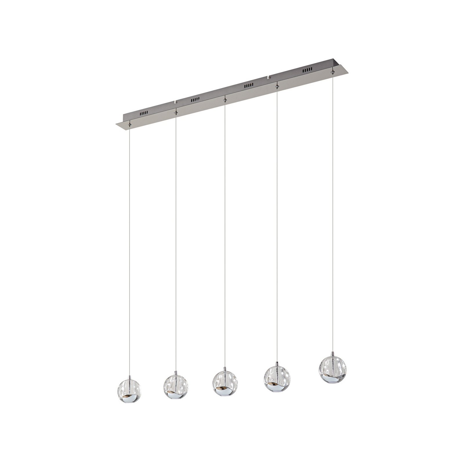 Lucande LED-pendellampe Hayley, 96 cm, 5 lyskilder, krom, glas