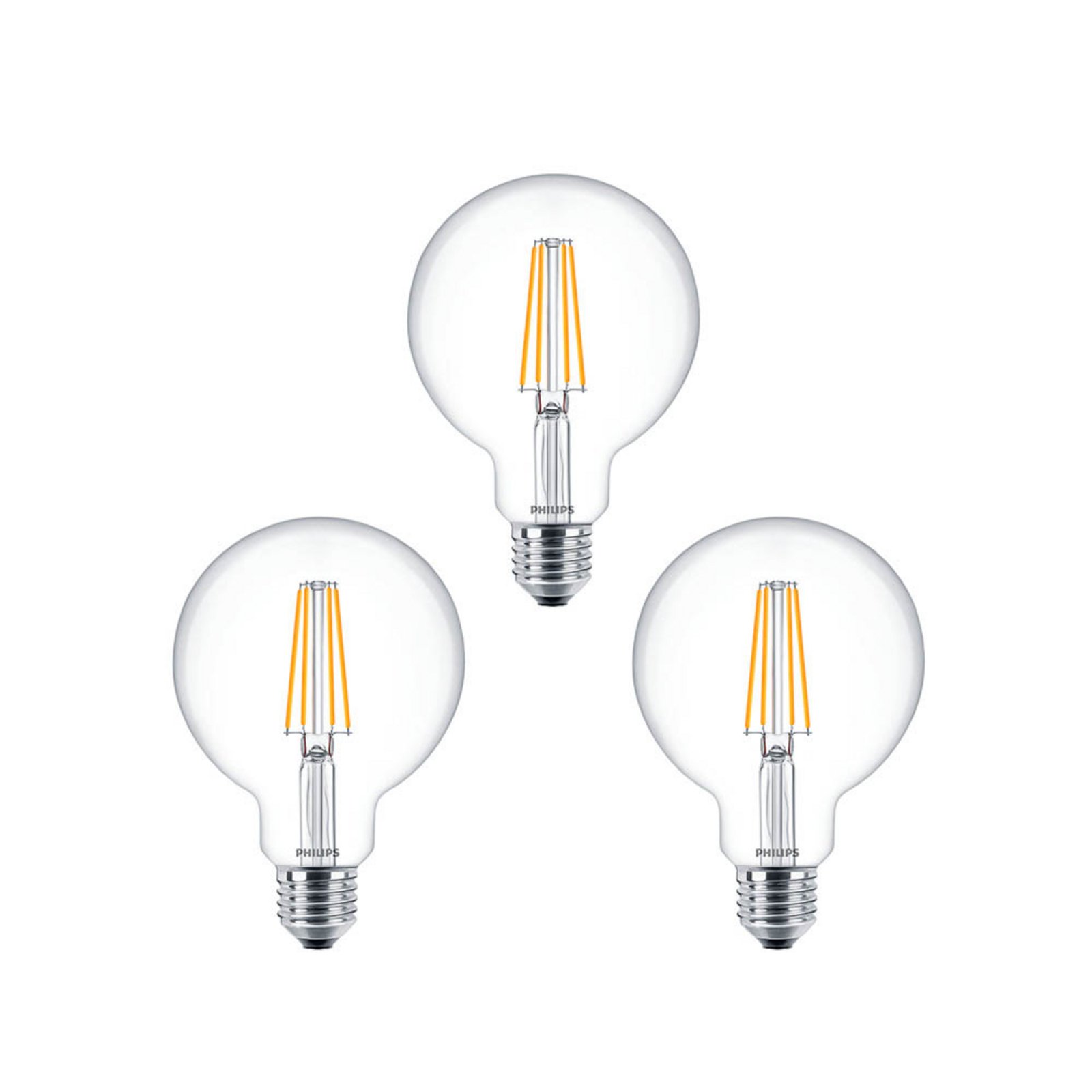 3-pack Bombilla LED 7W (806lm) Filament Globe Ø93 E27 - Philips