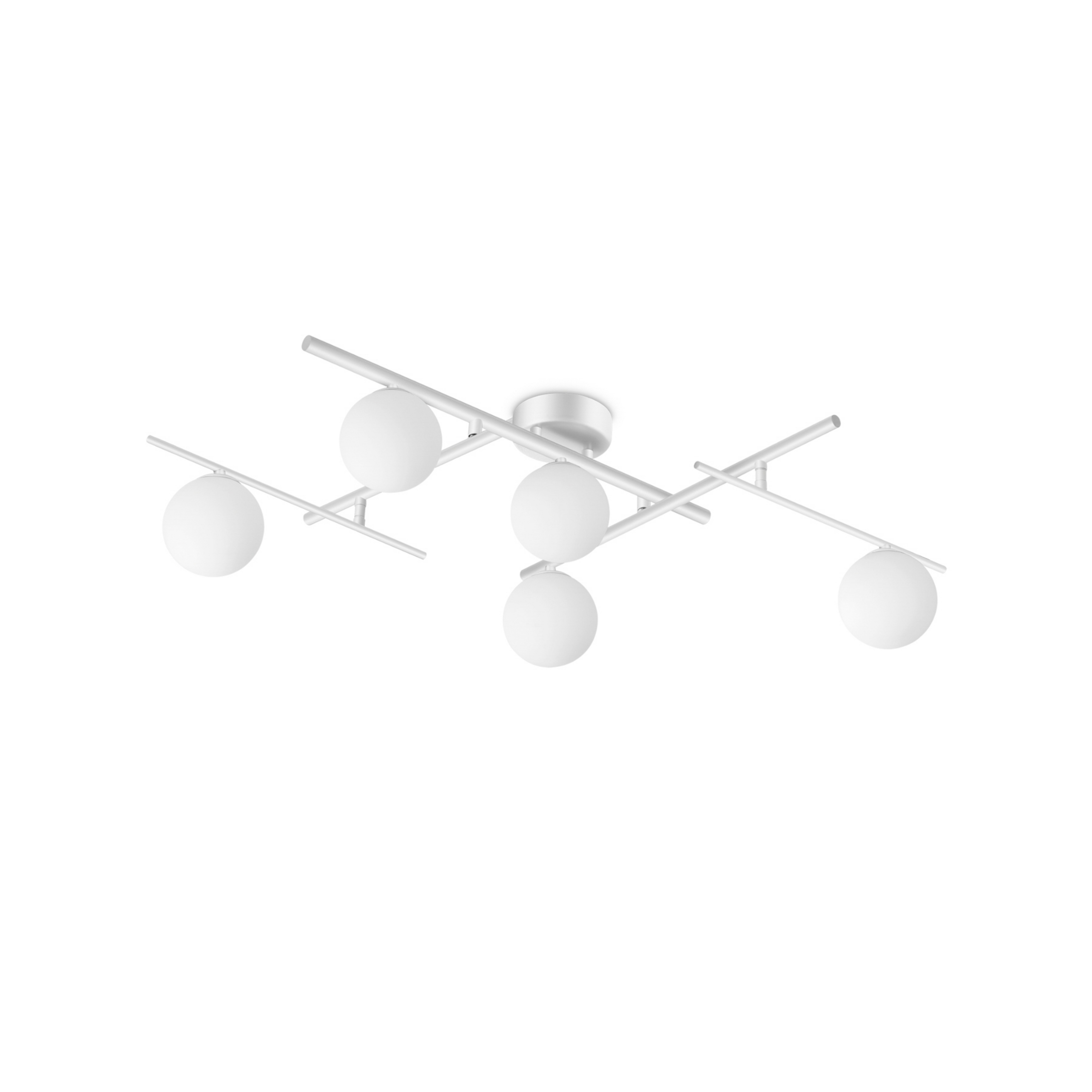 Ideal Lux plafonnier Atlas, blanc, à 5 lampes, métal, verre