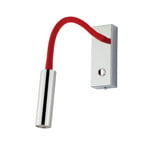 Candeeiro de parede LED Rocco, cromado Flexarm vermelho