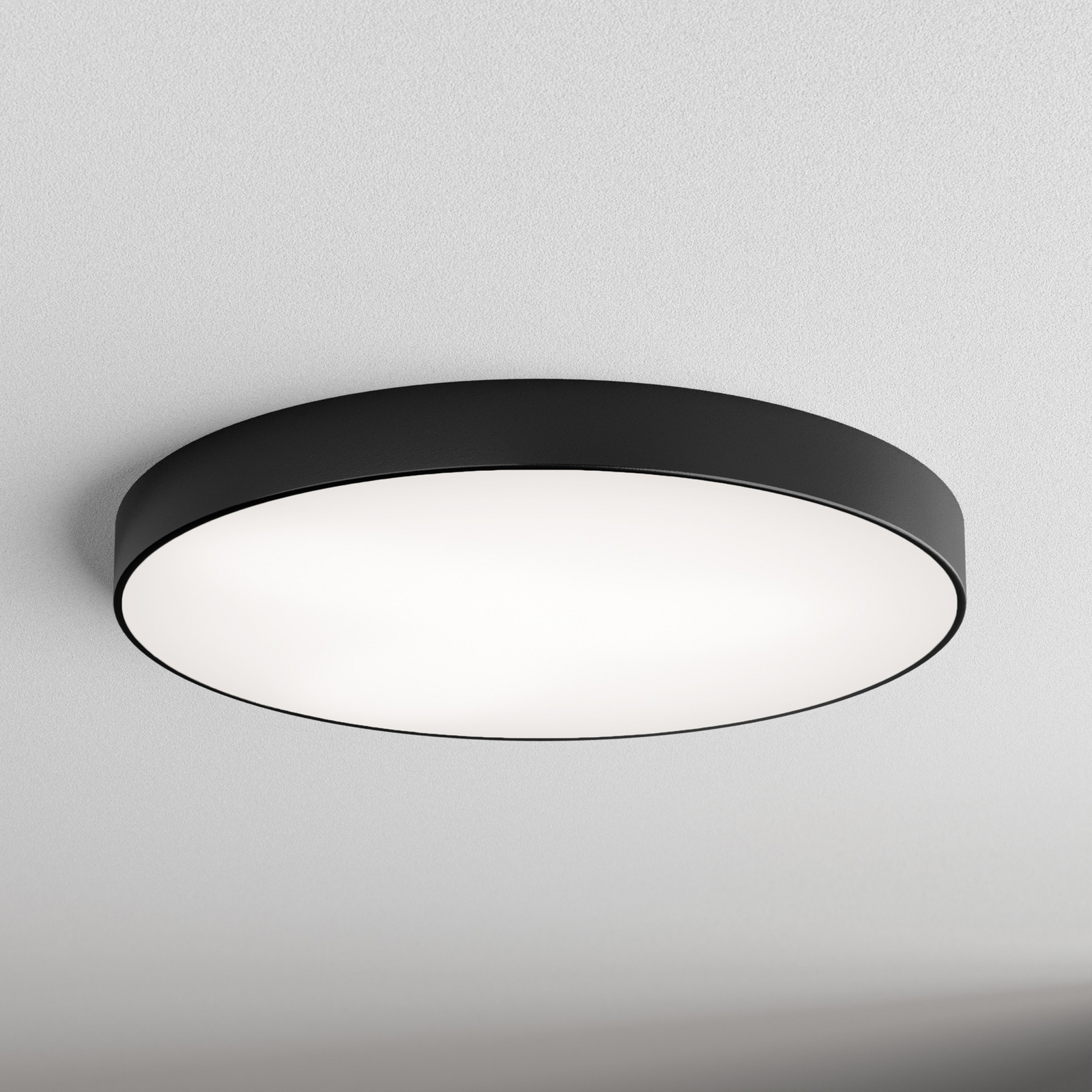Cleo 800 ceiling lamp, black, sensor, IP20, Ø 78 cm, metal