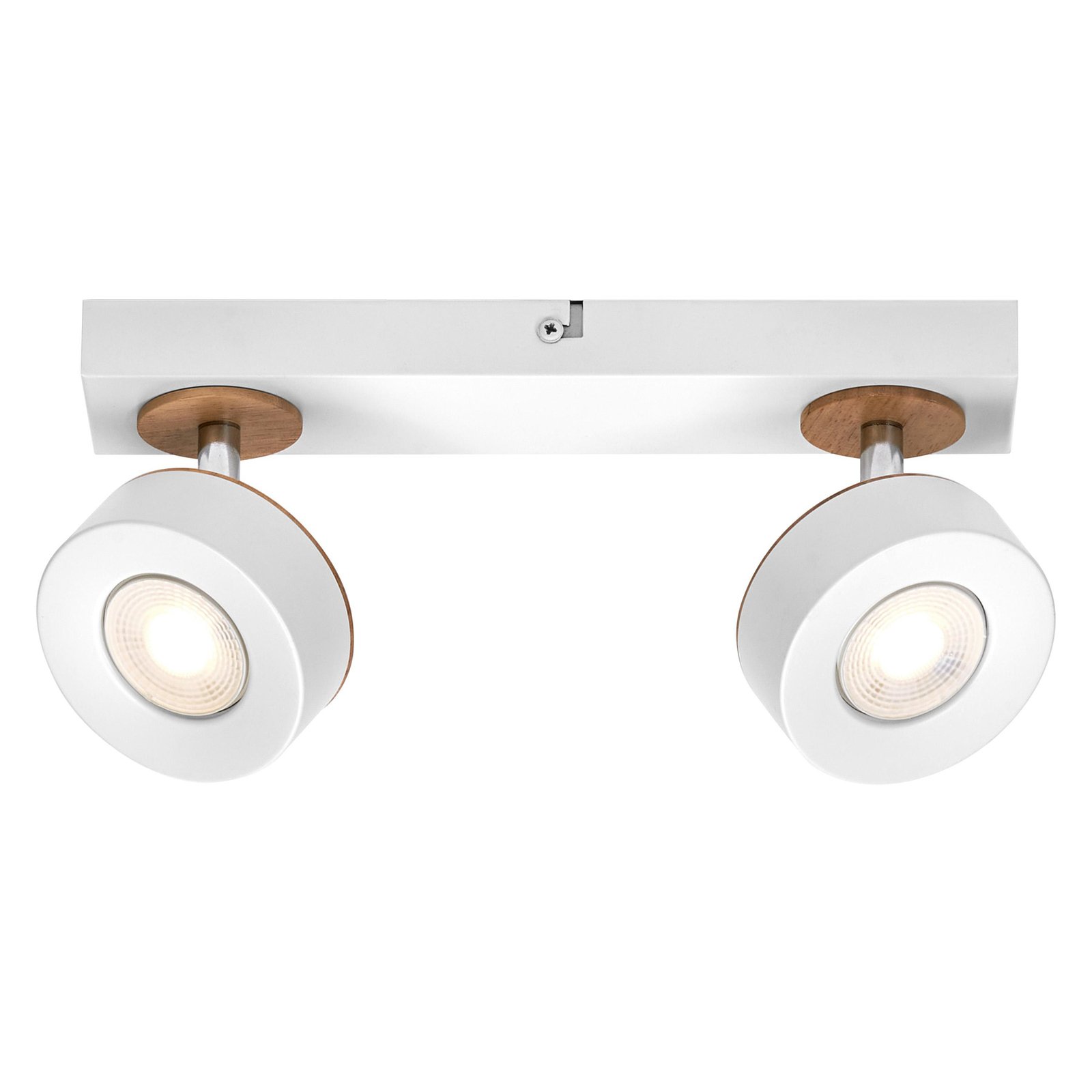 LEDVANCE Spot pour plafond LED Pluto, acier, bois, à 2 lampes, blanc