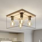 Envostar Gretter ceiling light, metal/oak, 4-bulb