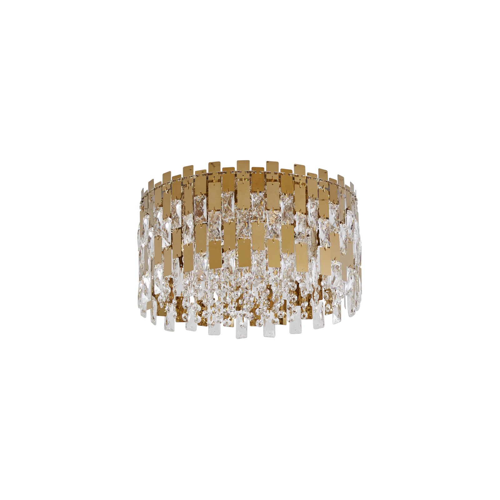 Plafondlamp Lucande Arcan, kristalglas, titanium goud