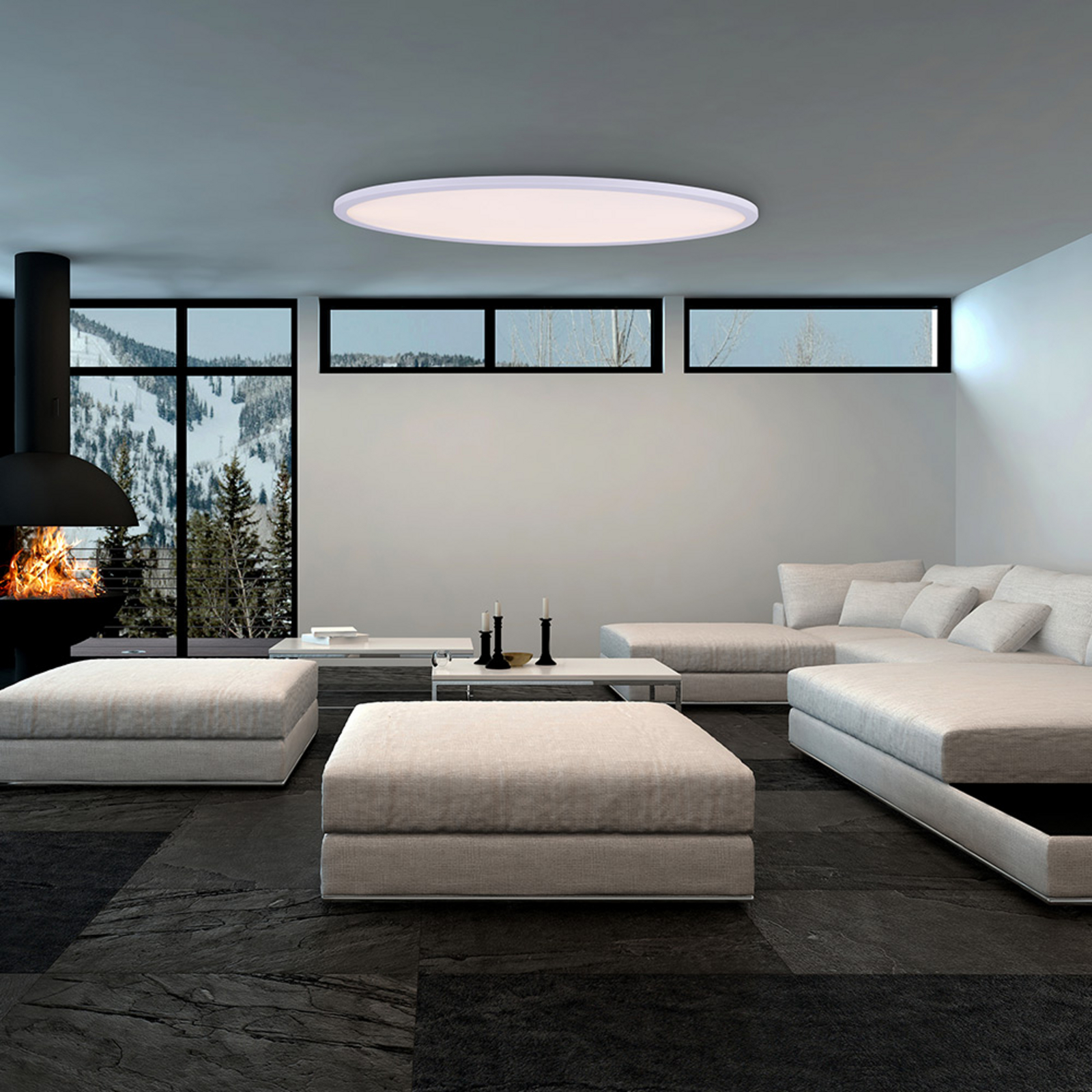 Riserva Moderne LED Plafondlamp Hartvorm Dimbaar 64W Met Afstandsbediening - Wit 50cm