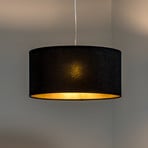Salina pendant light, velour fabric, black/gold
