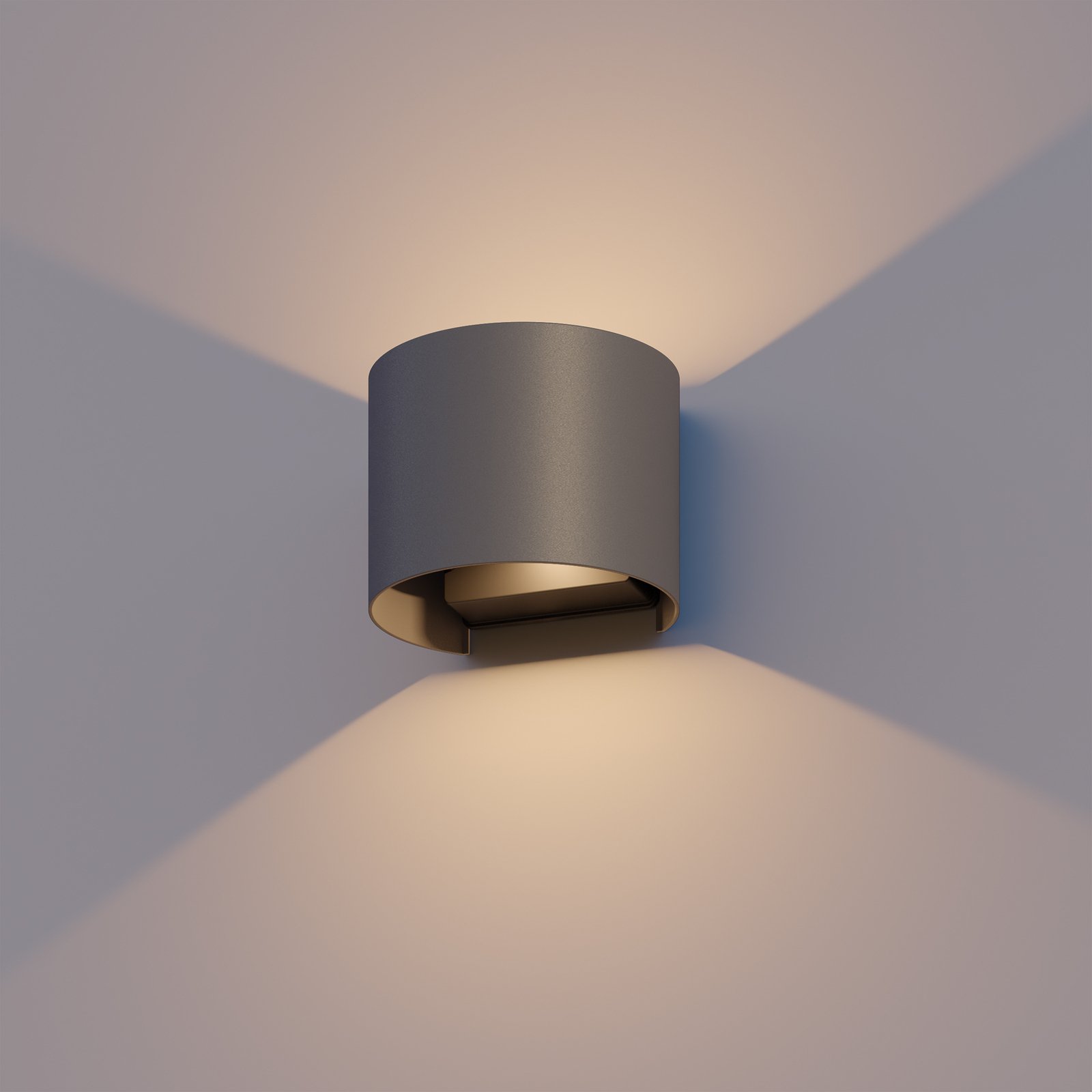 Kinkiet zewnętrzny LED Calex Oval, Up/Down, wysokość 10cm, antracytowy