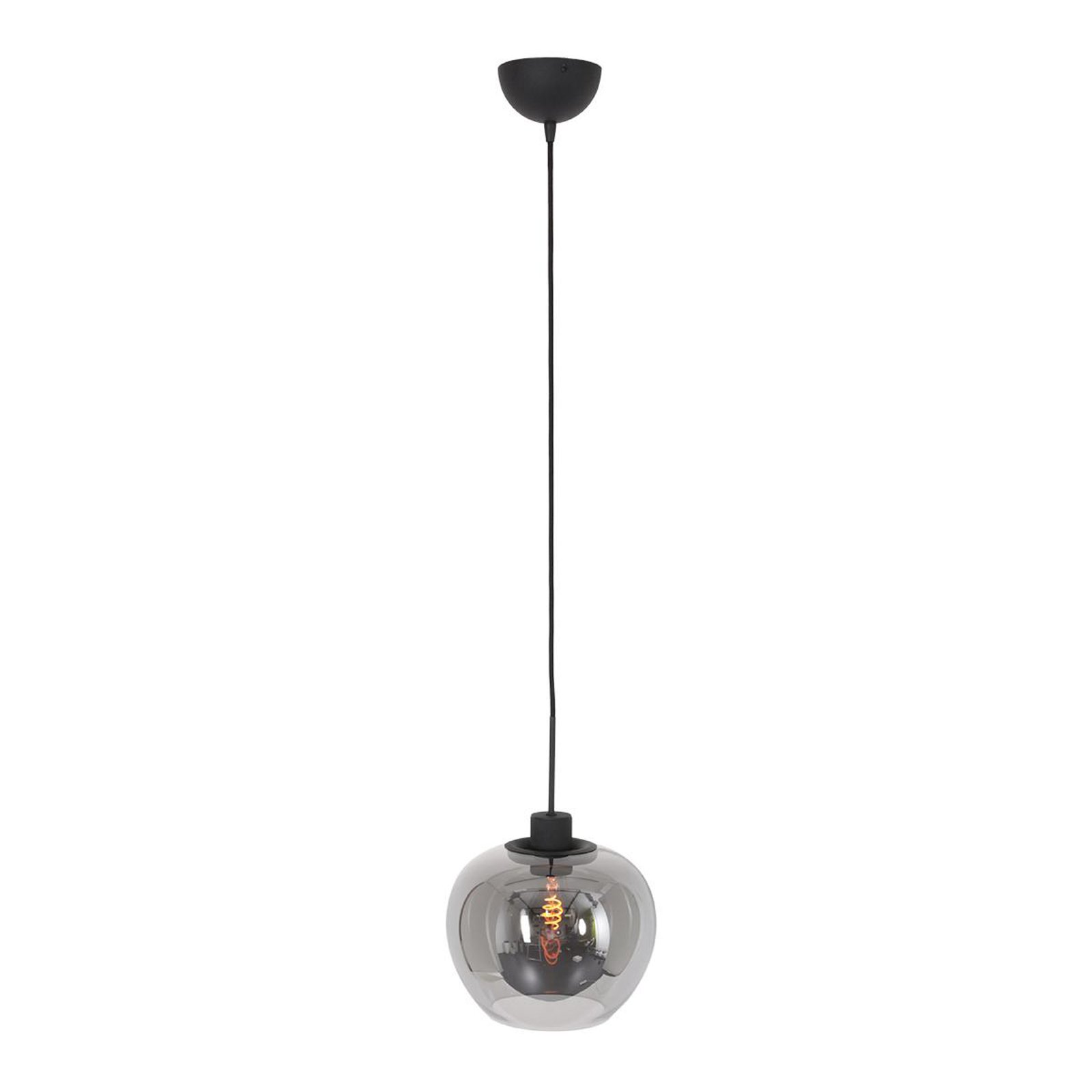 Pendant light Lotus, black, 1-bulb, glass, metal