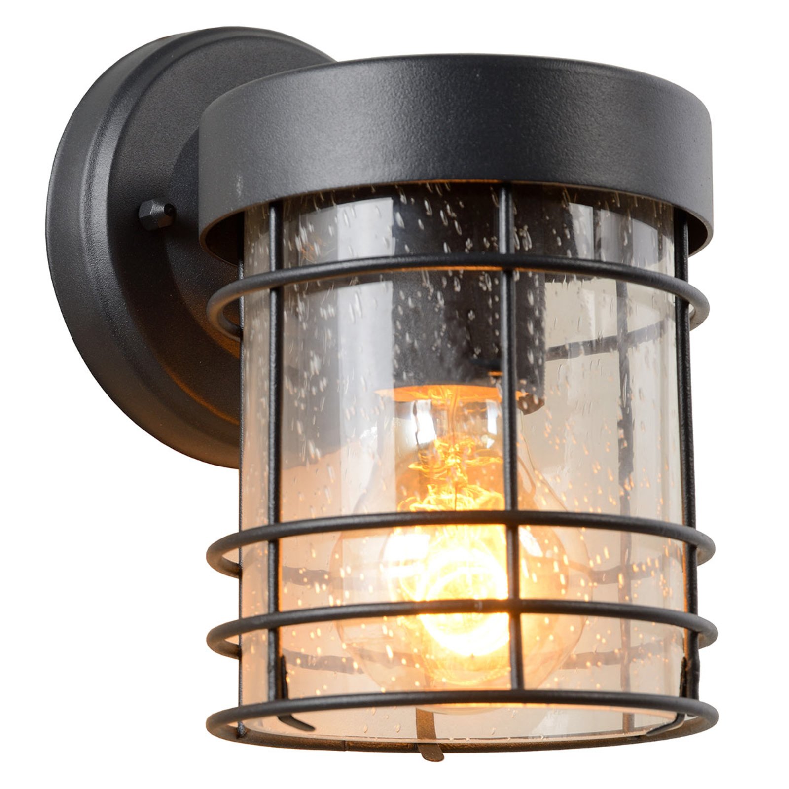 Lucide Keppel outdoor wall light made of metal and glass, metal, glass, 60 W, energy efficiency: A++, W: 12 cm, H: 18.6 cm