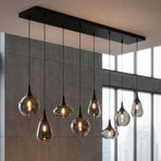 Hängeleuchte Lumina, 8-flammig, schwarz/chrom, Glas
