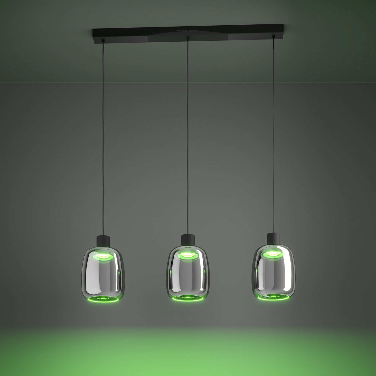 EGLO connect LED-Hängelampe Molochio-Z, 3-fl., schwarz, klar EGLO connect LED-Hängelampe Molochio-Z, 3-fl., schwarz, klar