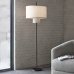 New Works golvlampa Margin, beige, Ø 46 cm höjd 153 cm tyg