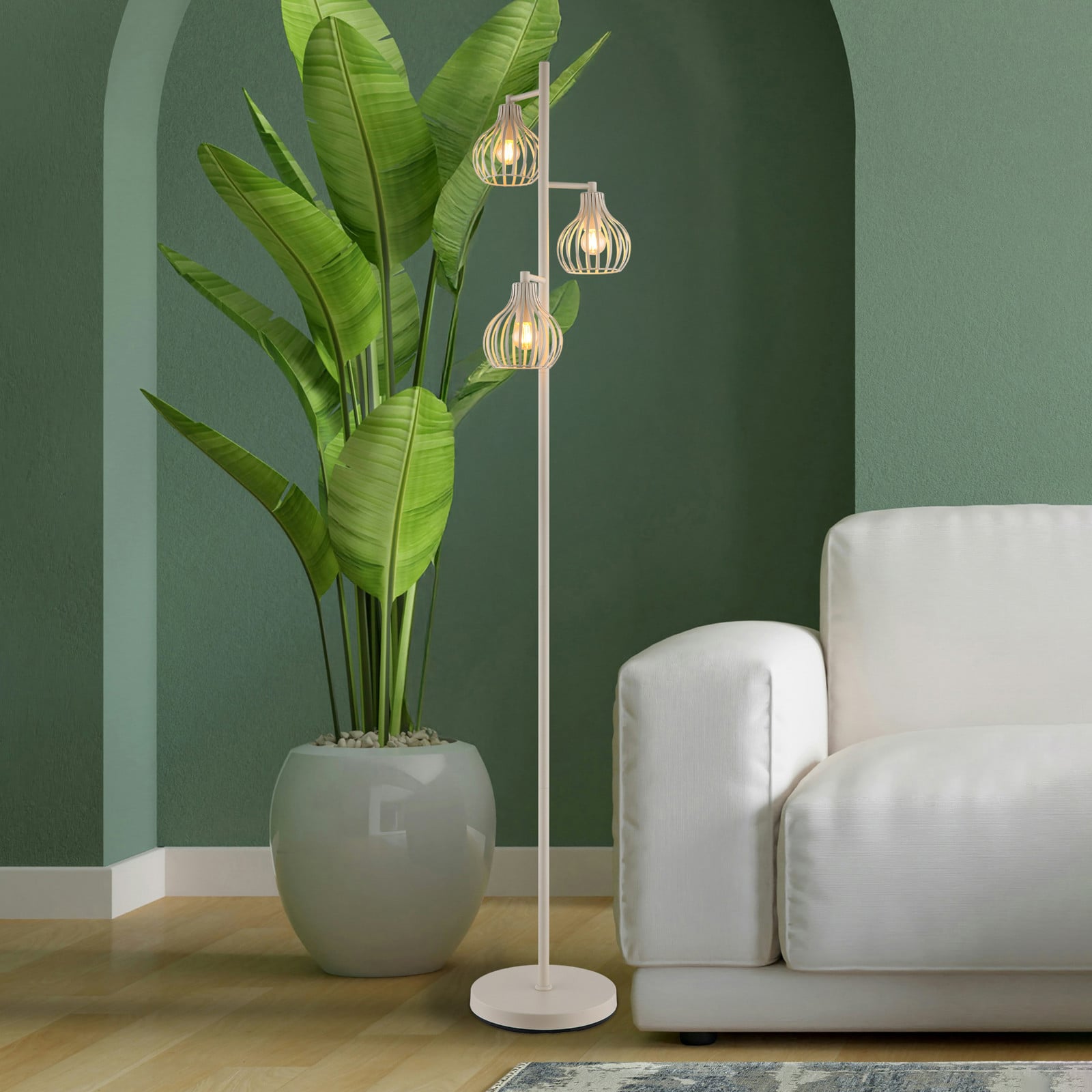 Globo Lampadar Mateo culoare crem metal 161 cm cu 3 becuri E27 - Camera de zi / sufragerie - cremă