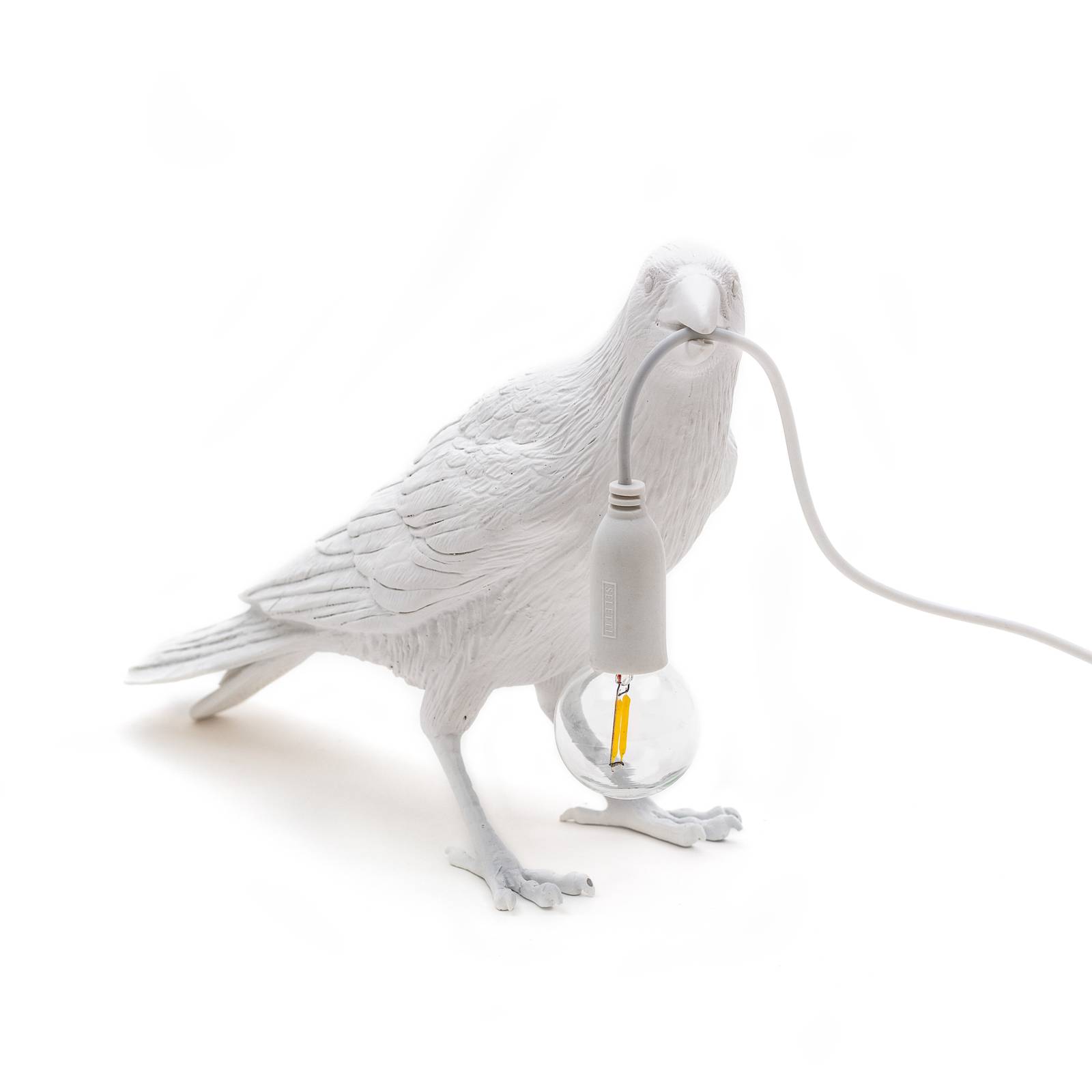 Image of SELETTI Lampada LED da tavolo Bird Lamp, attesa, bianco
