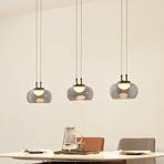 Lucande LED pendant light Dain, 3-bulb, smoke grey, glass