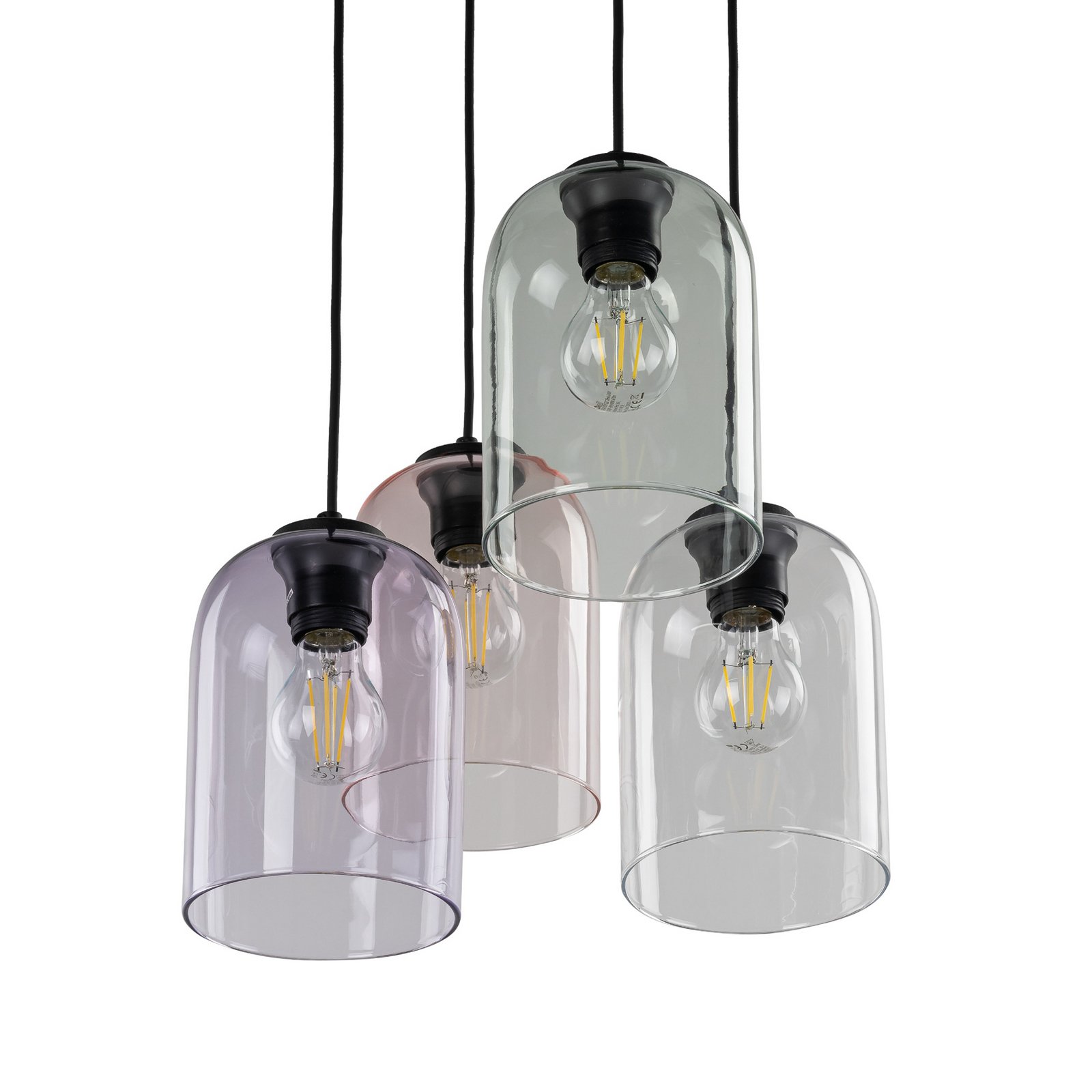 Viseća lampa Molly, Ø 38 cm, višebojna, metal, staklo, 4 žarulje.