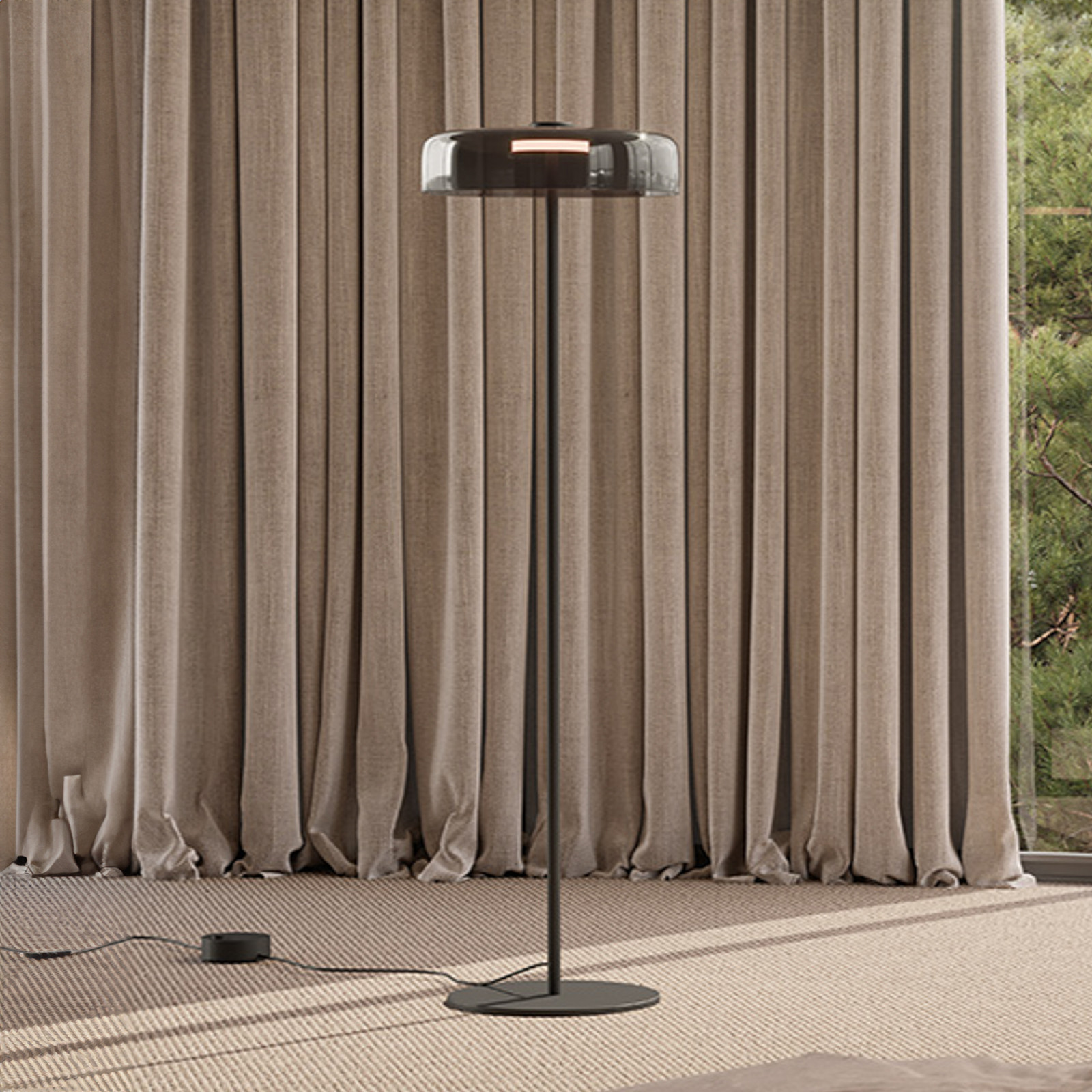 LEDS-C4 LED lampadar LED Levels 1-layer negru sticlă CCT - Camera de zi / sufragerie - gri fum negru