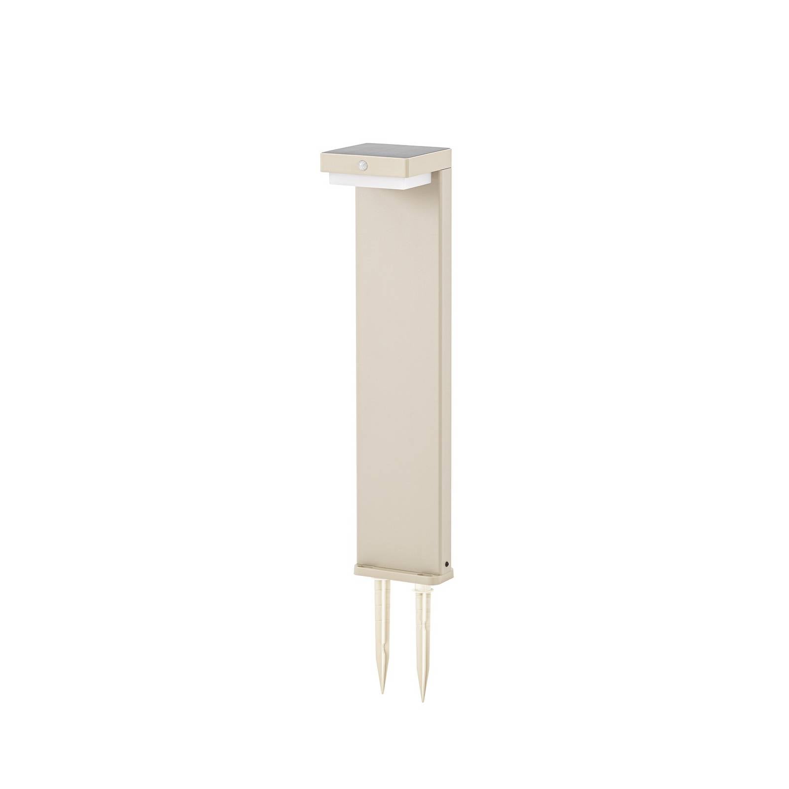 Lindby LED-Solar-Sockelleuchte Eleazar, beige, Alu, Sensor