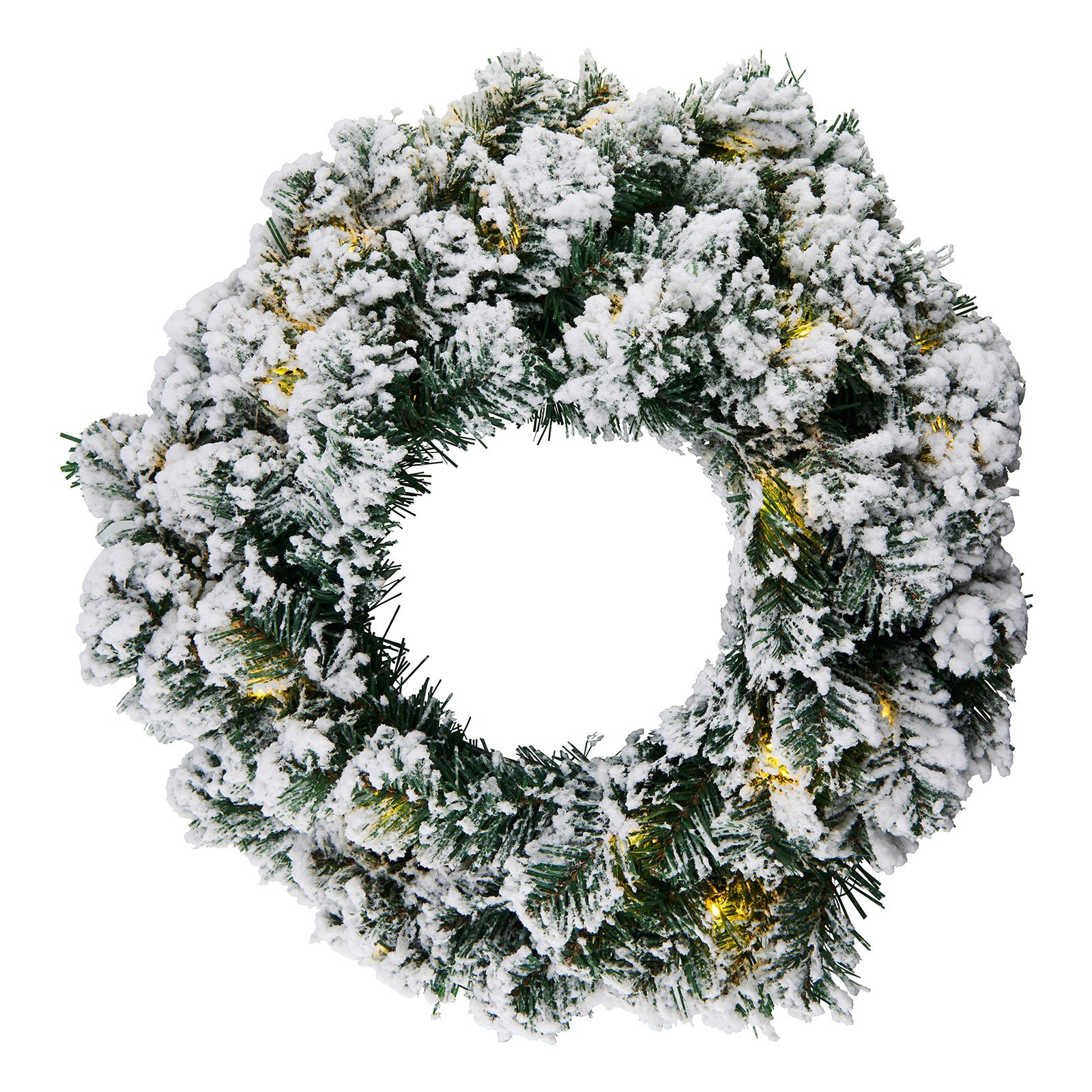 Anton LED wreath with Timer, green with snow decoration