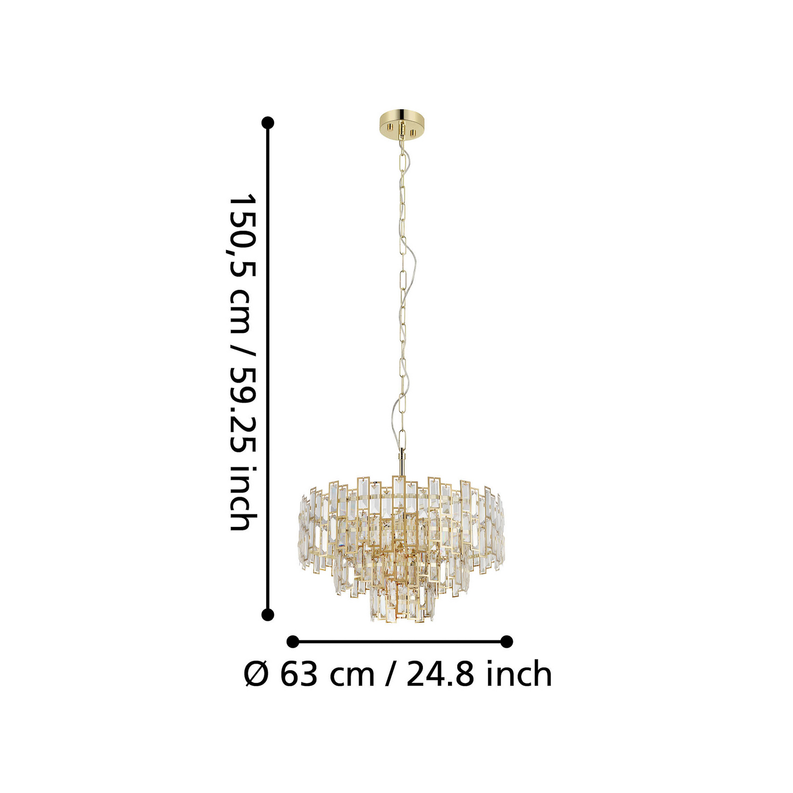 Suspension Calmeilles, laiton, Ø 63 cm, verre - Stars of Light