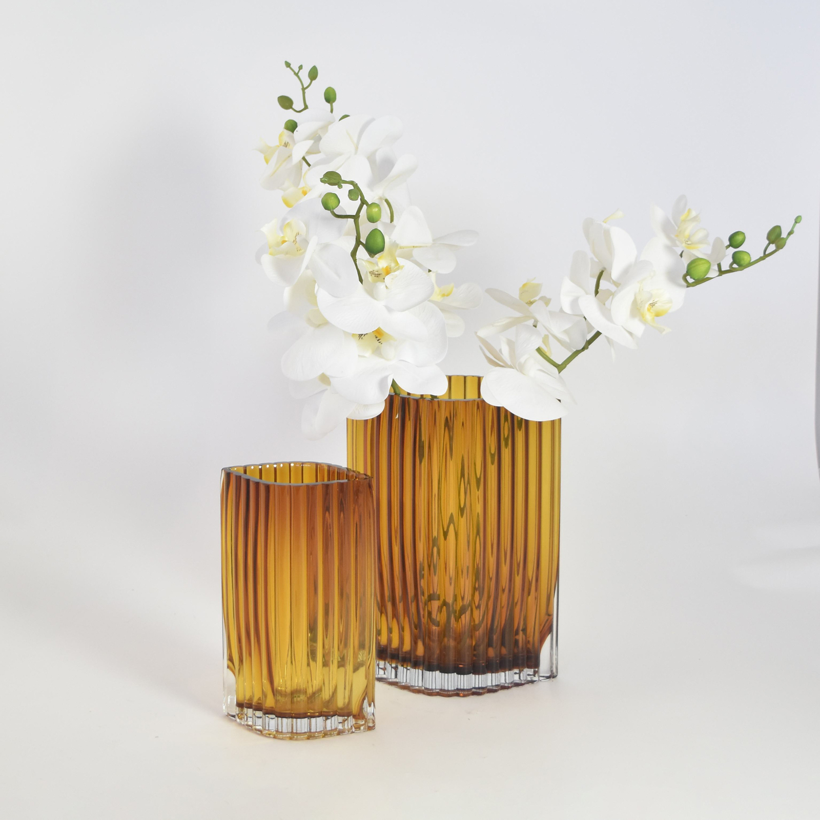 AYTM Folium vase, height 25 cm, amber-coloured, glass