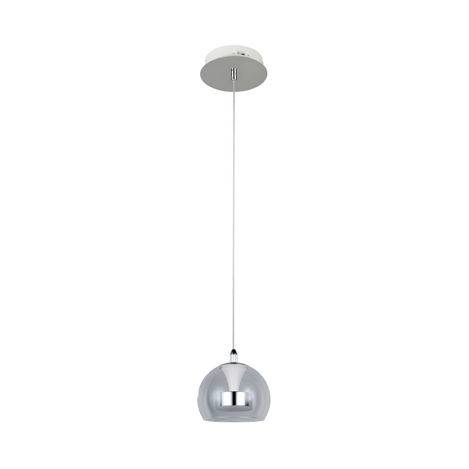 LED-Hängelampe Flynt, Ø 20 cm, chromfarben, Metall/Glas, CCT