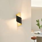 Lindby wall light Desirio, black/gold, 24cm, metal