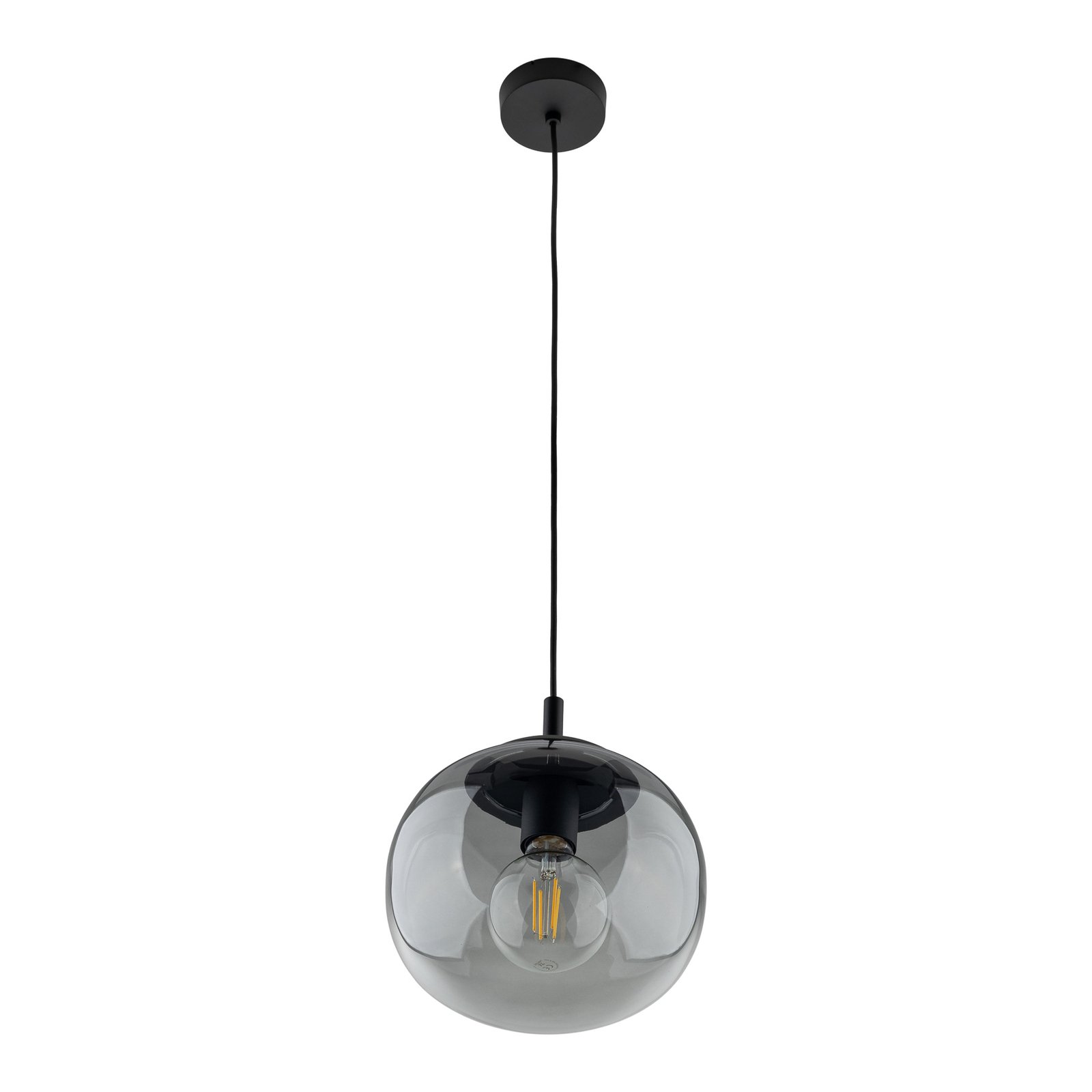 Hanglamp Vibe, grafietgrijs-transparant glas, Ø 20 cm