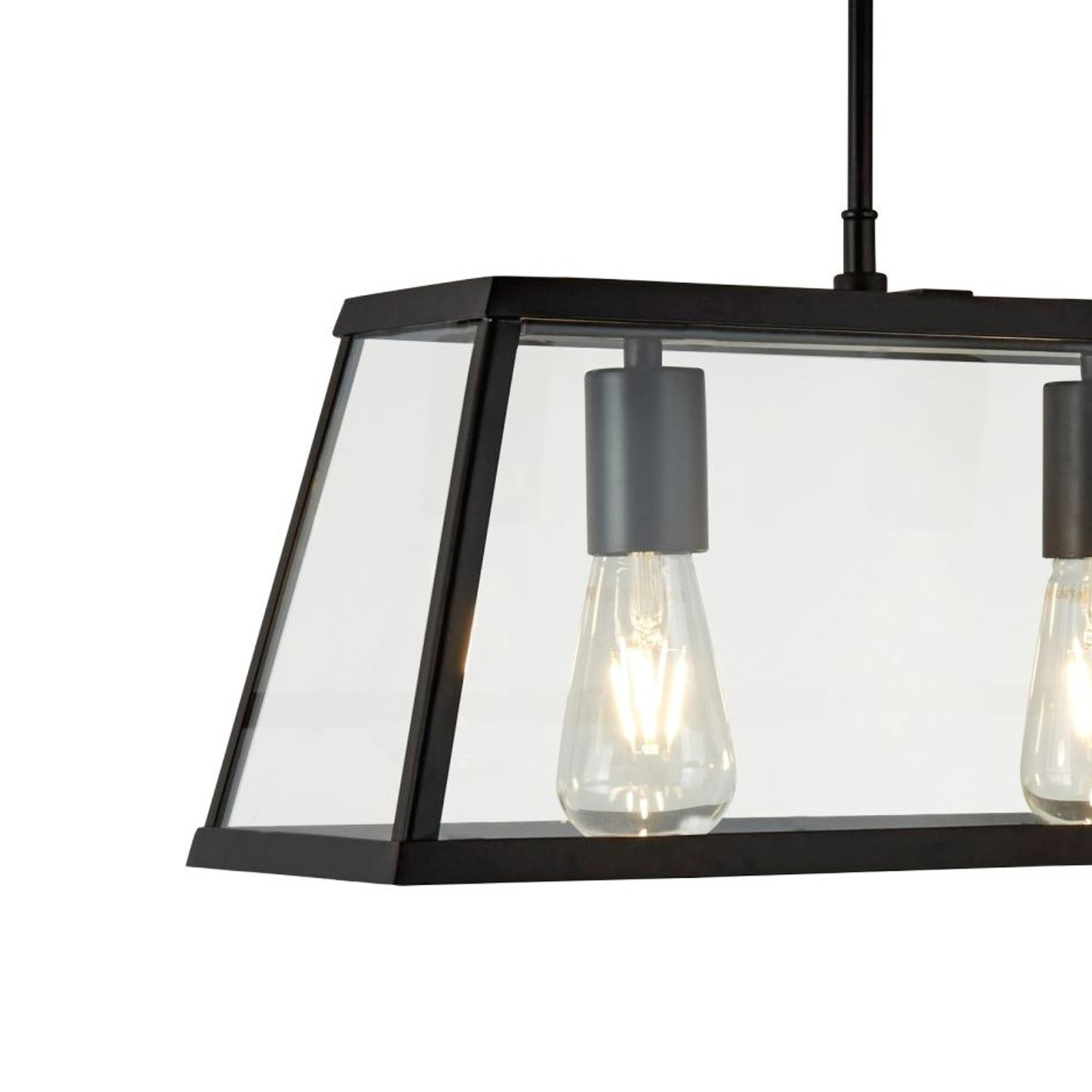 Voyager hanglamp, 3-lamps, zwart, glas, 65 cm, E27