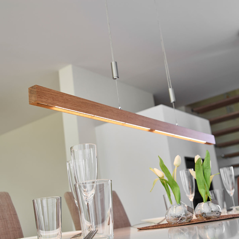 Suspension LED en chêne Nora, dimmable