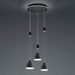 Leni LED pendant light, 3-bulb, round, black