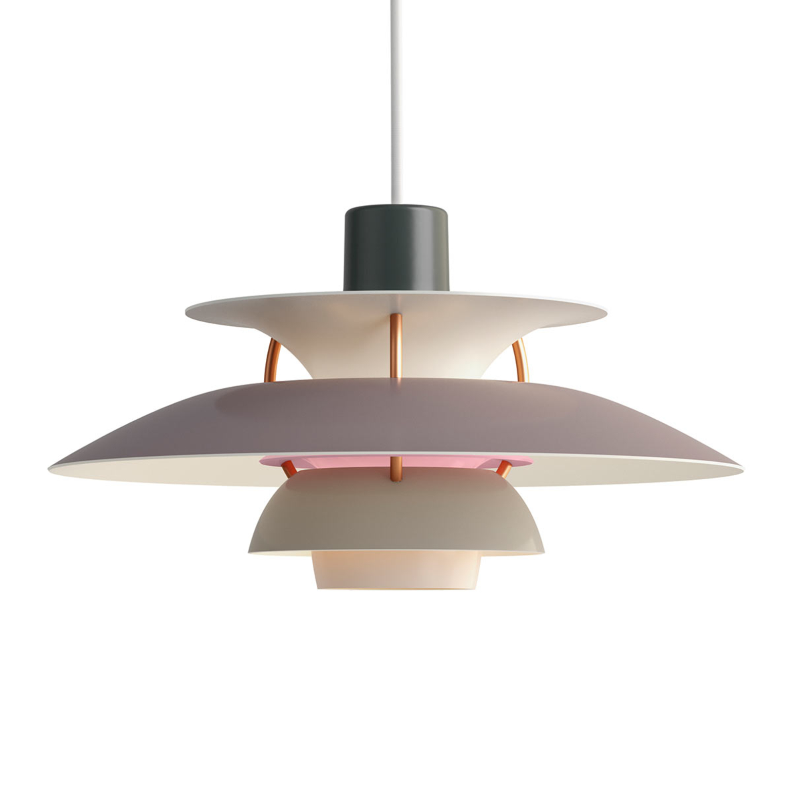 Louis Poulsen PH 5 Mini - hanging light, grey, for Living / Dining Room, aluminium, E14, 40 W, energy efficiency: A++, H: 16.3 cm