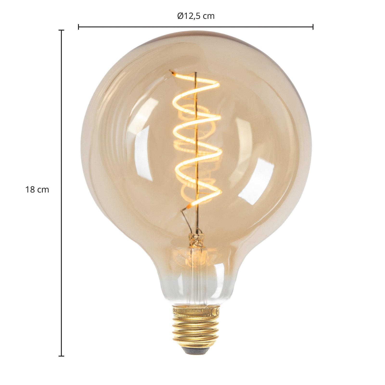E27 3,8W LED-Globelampe, G125, 1800K, amber