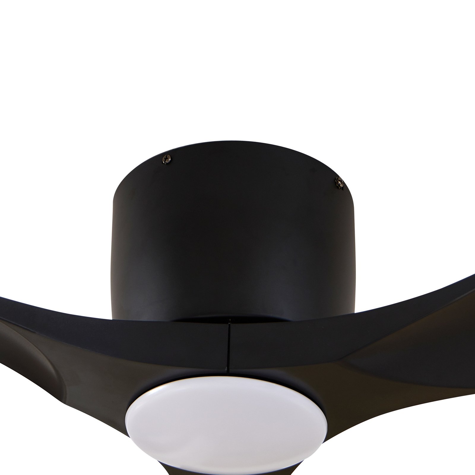 Stropný ventilátor Lucande LED Moneno, čierny, DC, tichý