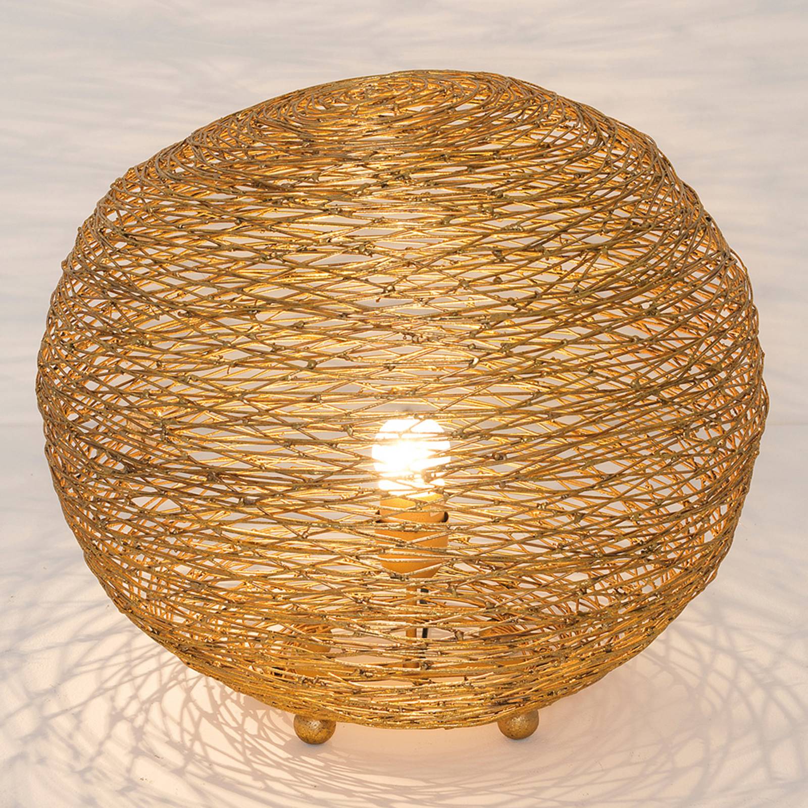 Lampe à poser Campano doré, 40 cm de diamètre