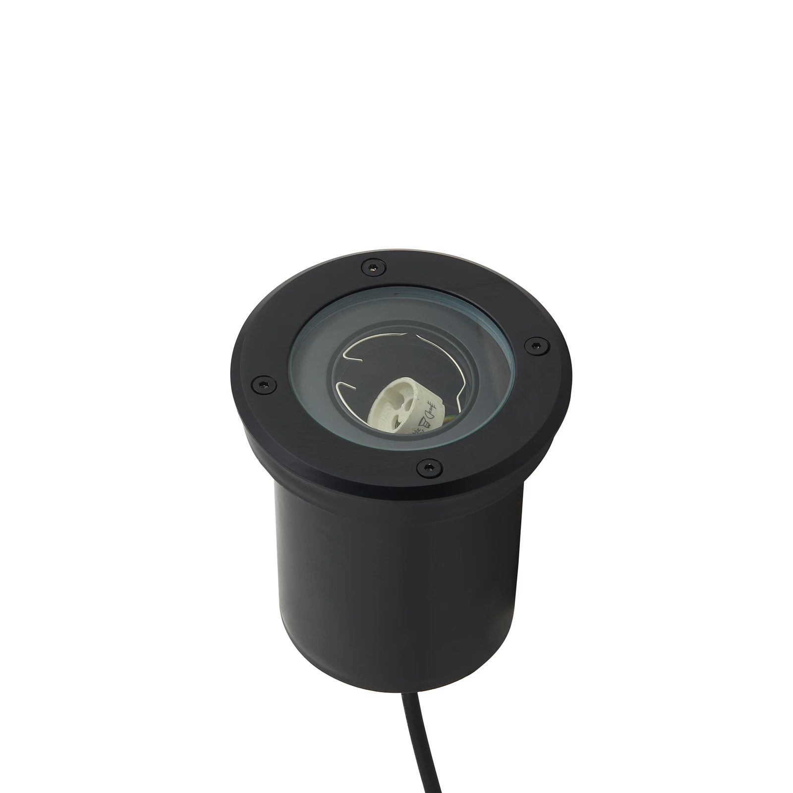 Lindby recessed floor light Cliff, Ø 13 cm, round, black