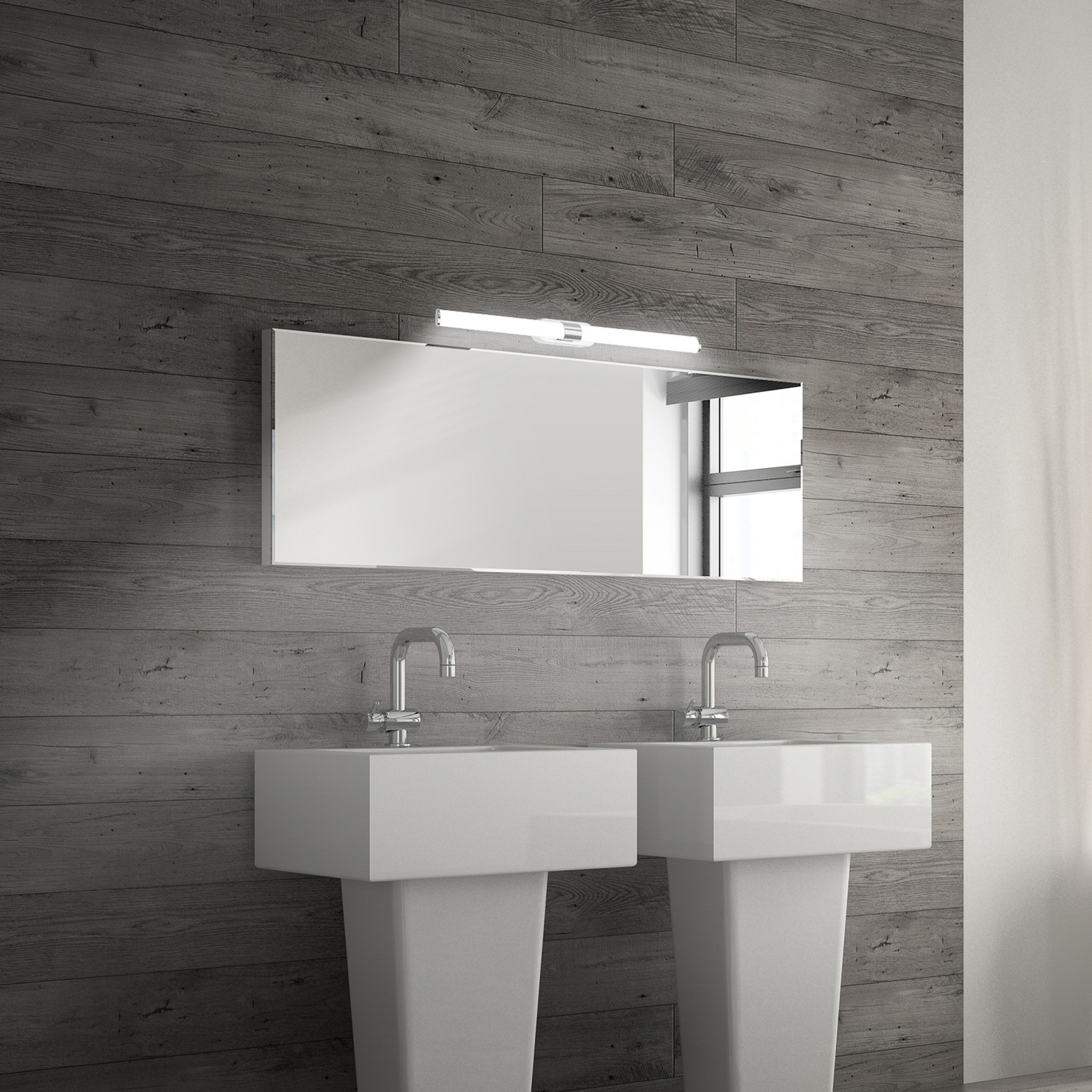 LED sienas lampa Runt, garums 60 cm, hroms, 4000 K, IP44