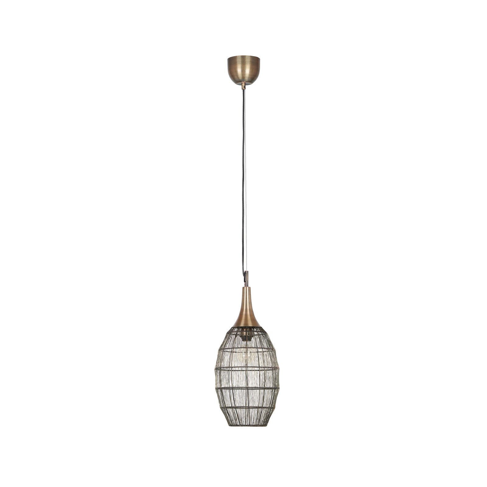 Luminária suspensa Soraya, 1 lâmpada, oval, metal, latão antigo