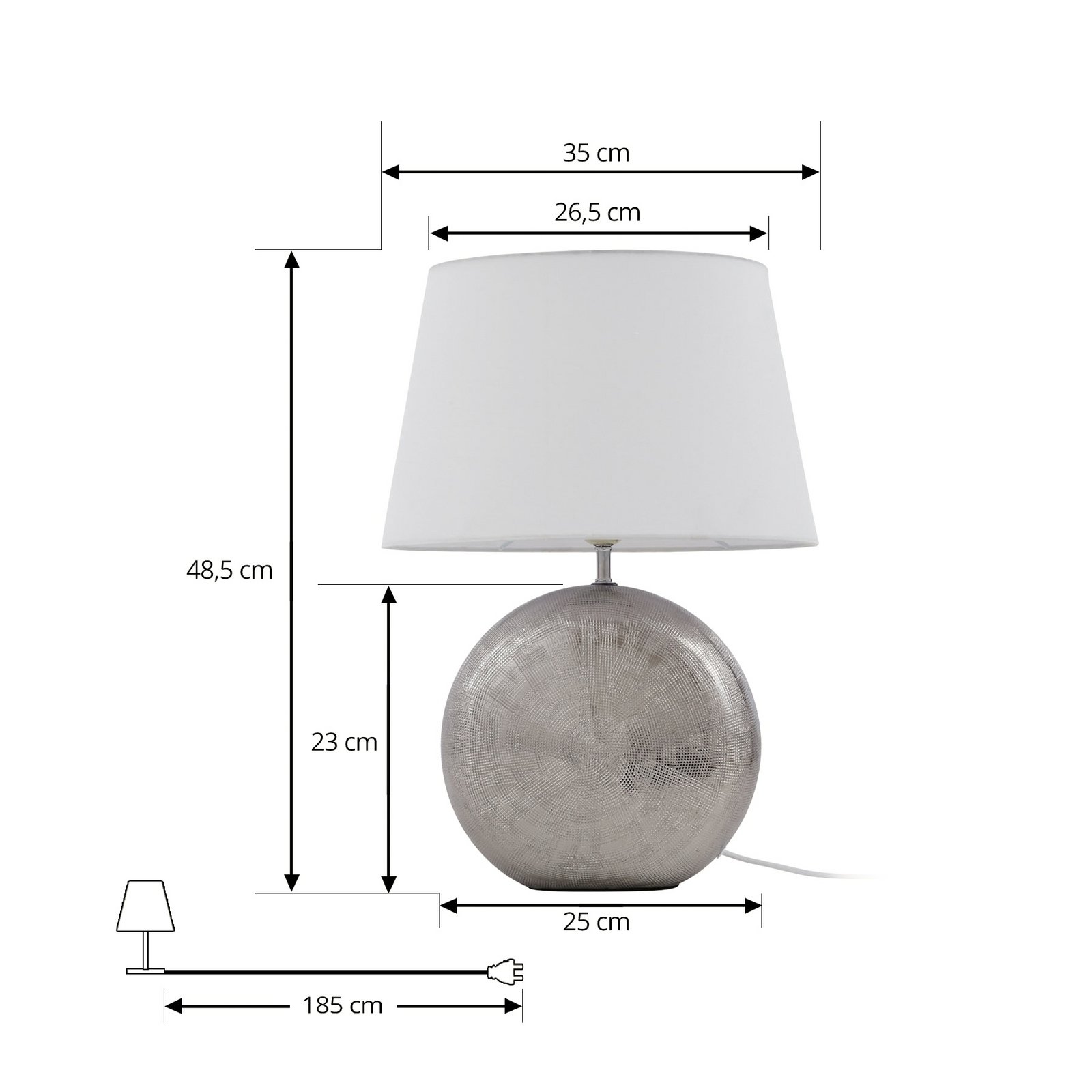 Lampa stołowa Lindby Florentino, 49 cm, ceramika, tkanina