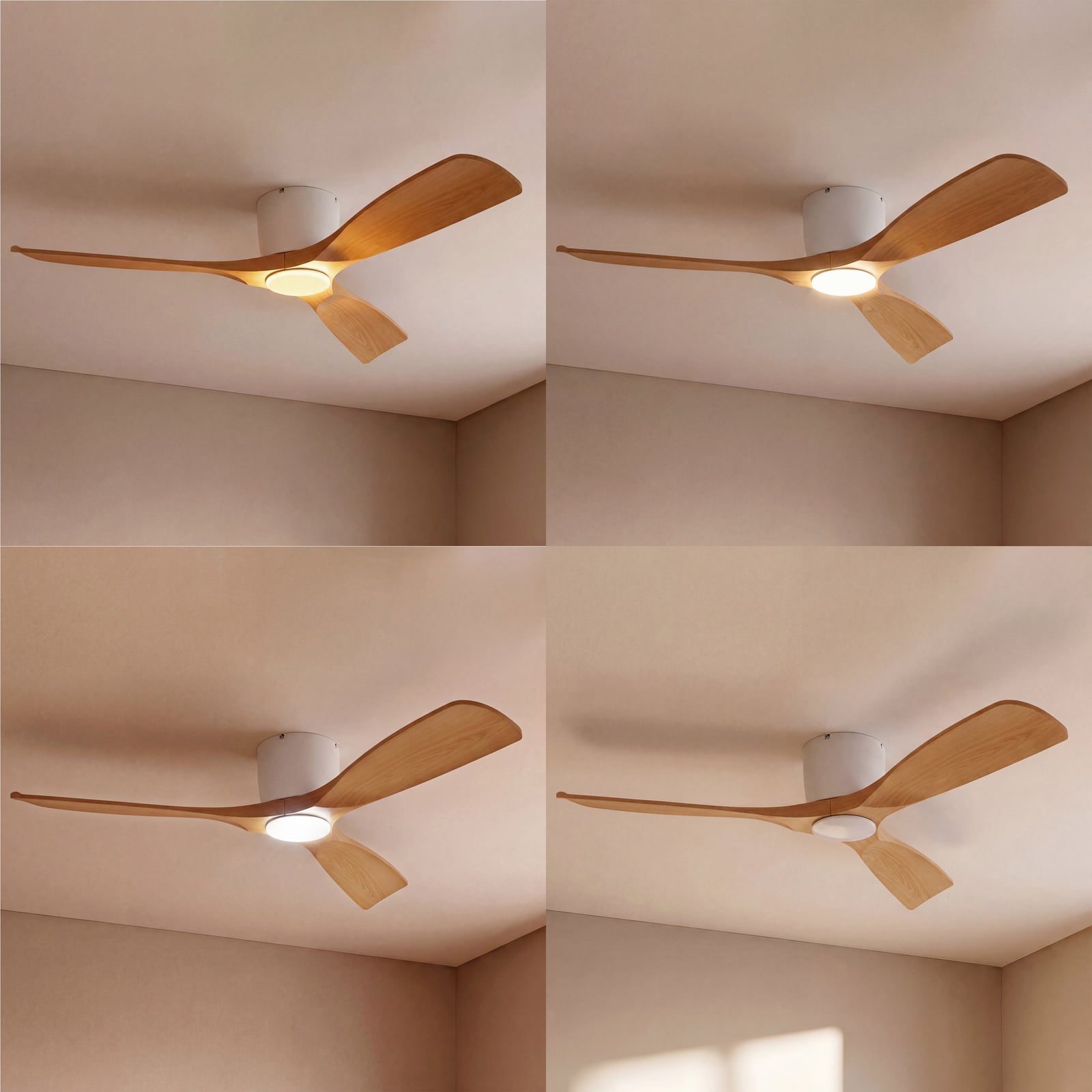 Lucande Smart LED-kattotuuletin Moneno, valkoinen/puu, Tuya