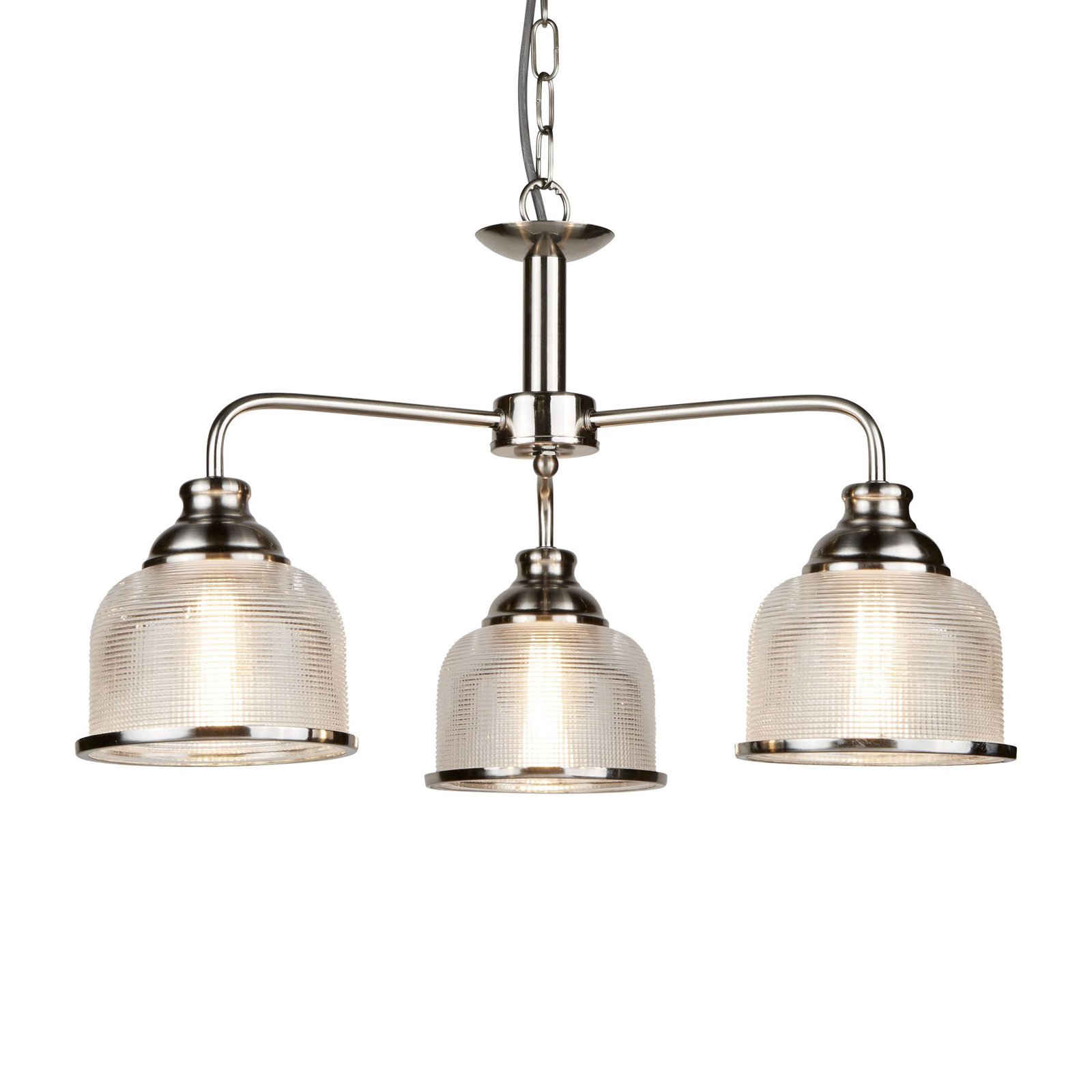 Bistro II pendant light 3-bulb silver/fluted glass