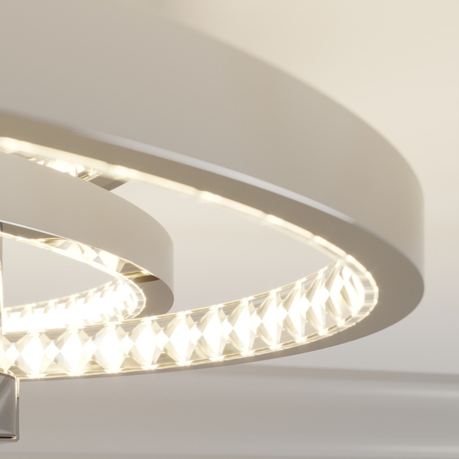 Lucande Keely LED-taklampe, krystall, 44,5 cm
