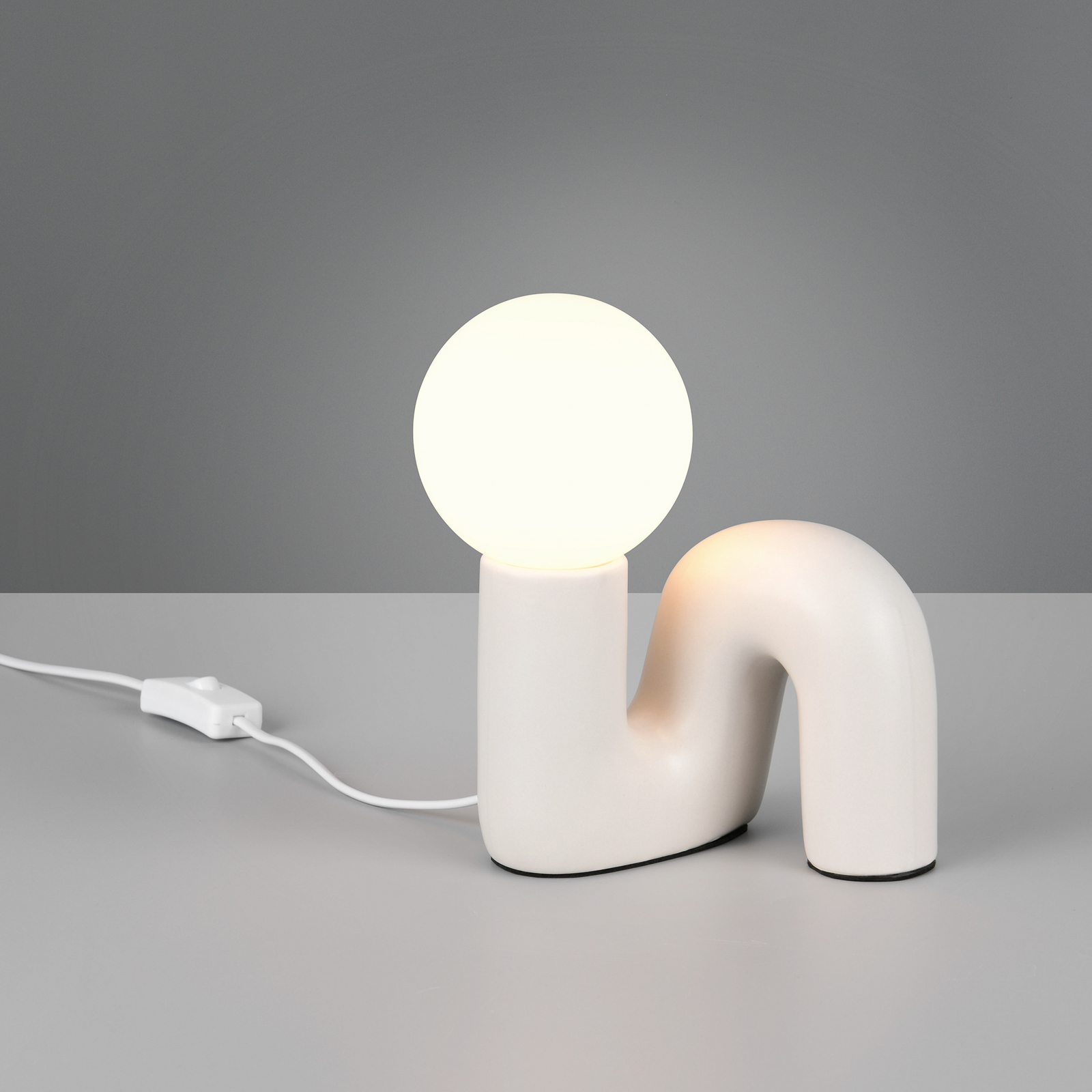 Lampa de masă Quinn, gri deschis, înălțime 22 cm, ceramică/sticlă, G9