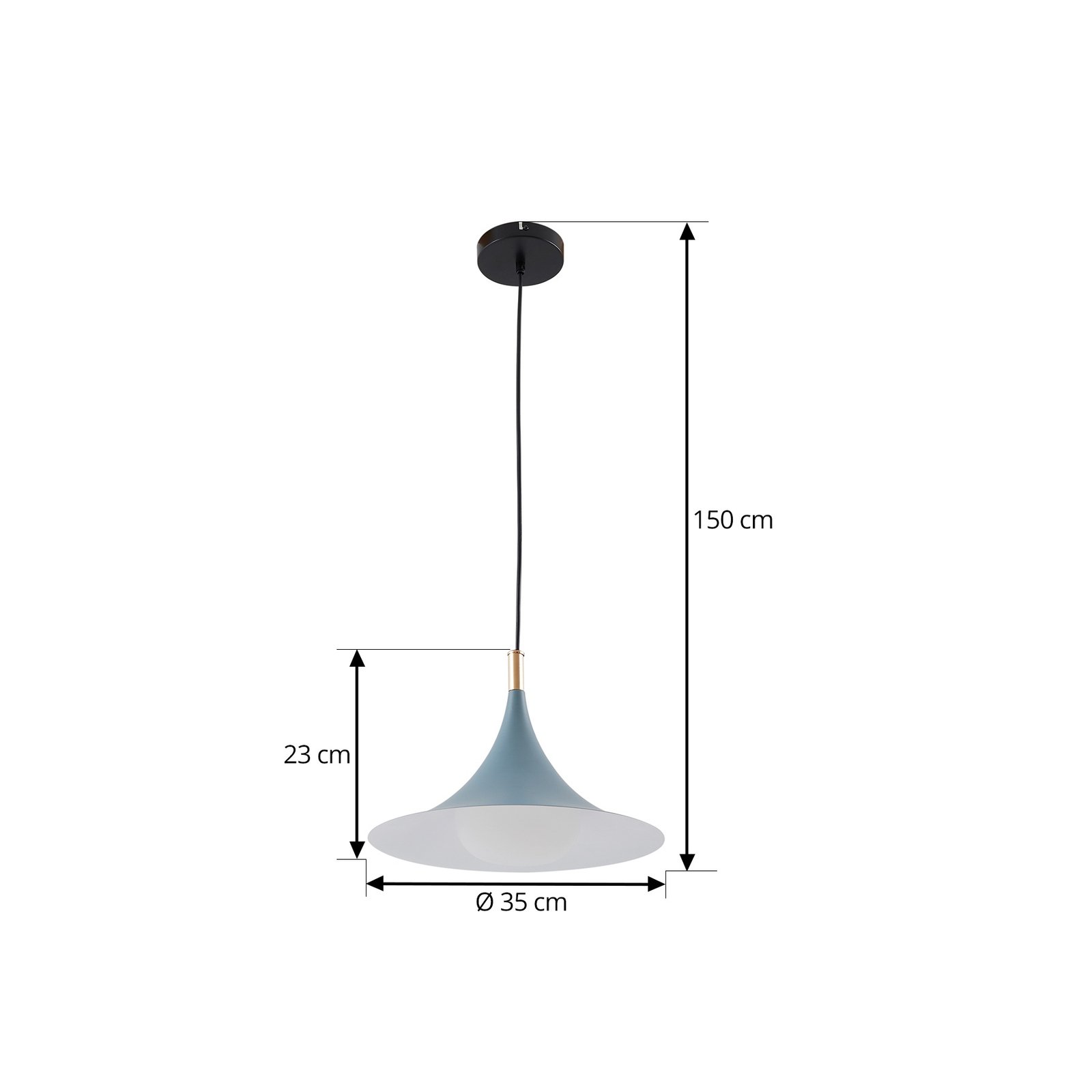 Lindby hengelampe Jarl, blå, metall, Ø 35 cm