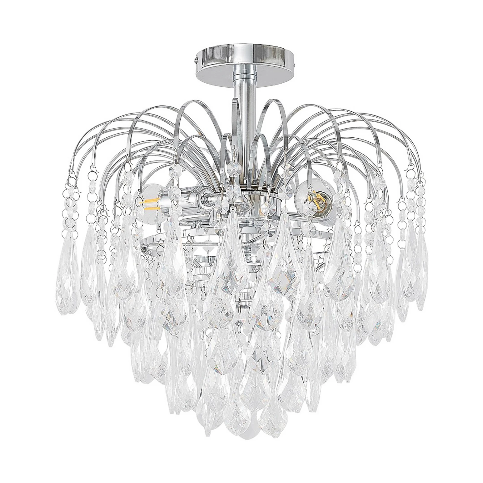 Plafonnier Lindby Silino, gris, métal, Ø 40 cm, E14